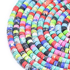 Нити бусин из окрашенной синтетической императорской яшмы и бирюзы G-P575-B07-4x2mm