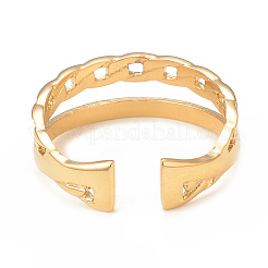 Ионное покрытие (ip) 304 нержавеющая сталь двойная линия открытое манжетное кольцо для женщин RJEW-I096-13G