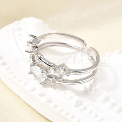 Капля 925 стерлингового серебра кубический цирконий регулируемые манжеты кольца для женщин RJEW-S631-02P