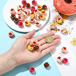 40 шт. 5-х цветное украшение из смолы в виде клубничного торта&nbsp;DJEW-CJ0001-20