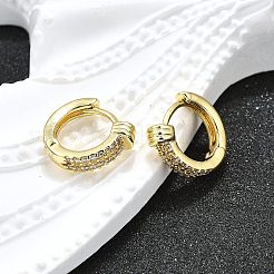 Латунные серьги-кольца из прозрачного кубического циркония EJEW-H157-08G
