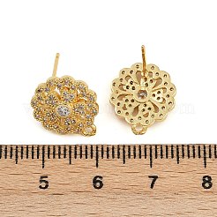 Латунные микро-паве прозрачные серьги-гвоздики из циркония KK-K393-01G