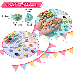 28шт 14 цвета фарфоровые бусины ручной работы&nbsp;PORC-CJ0001-02