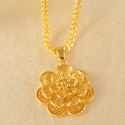 Комплекты из цветочных латунных серег-колец и ожерелий с подвесками для женщин&nbsp;FS-WGAB7C5-01