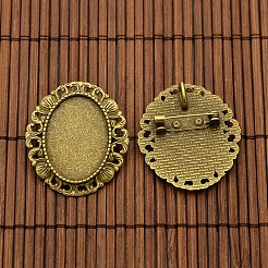 25x18 мм прозрачный стекло кабошоны и старинные сплава брошь сеттинги кабошон ободок DIY-X0187-AB-NF