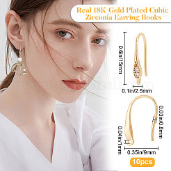 10 шт. латунные крючки для сережек из прозрачного кубического циркония KK-BBC0003-37