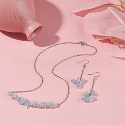 Набор украшений из бисера с фишками из натурального аквамарина SJEW-JS01231-07