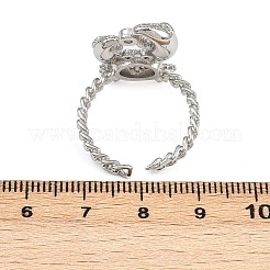 Латунные микро проложить манжеты кольца кубического циркония RJEW-P167-02B-P