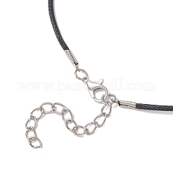 Женские ожерелья из вощеного шнура с подвеской в виде кролика из сплава с черным стеклом NJEW-JN05540