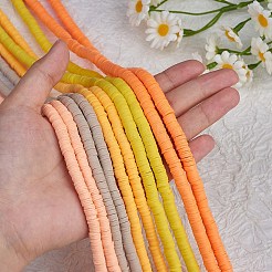 10 нить 5 цвета плоские круглые бусины ручной работы из полимерной глины&nbsp;CLAY-SZ0002-02A