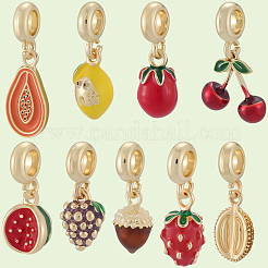 9 шт. 9 стиля латунные эмалевые фрукты европейские подвески-шармы OPDL-BBC0001-04G