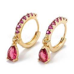 Серьги-кольца из латуни с микро-паве из фианита EJEW-K087-03G