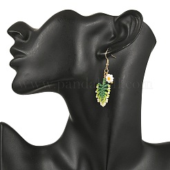 Серьги-подвески в форме листа из бисера из нержавеющей стали 304&nbsp;EJEW-MZ00558