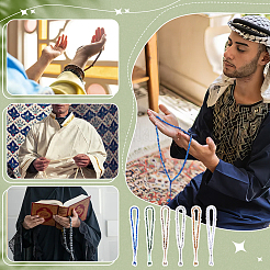 6шт 6 цвета мусульманские акриловые круглые четки браслеты BJEW-PH0004-55