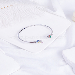 1 шт элегантные латунные браслеты-манжеты в форме листа с кубическим цирконием для женщин&nbsp;BJEW-LP0003-33P-01