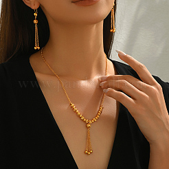 Наборы ожерелий и серег с кисточками из круглых железных бусин для женских вечеринок YL3533