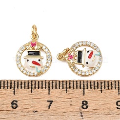 Рождественские латунные эмалевые подвески с микропаве из кубических цирконий KK-L255-19G-01