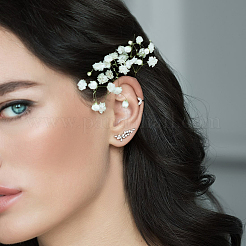 Серьги-клипсы в форме листа из стерлингового серебра с микропаве из прозрачных кубических цирконий OV8225-1