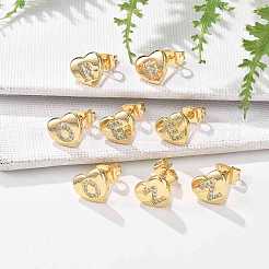 Серьги-гвоздики из латуни с микропаве из прозрачного кубического циркония&nbsp;EJEW-K299-01G