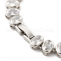 Браслет-цепочка с овальными звеньями из прозрачного кубического циркония&nbsp;BJEW-E073-04P