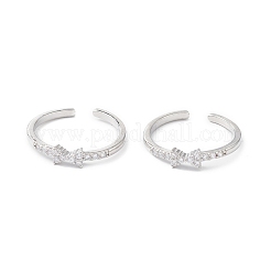 Открытое кольцо-манжета с прозрачным кубическим цирконием и бантом RJEW-C056-06P