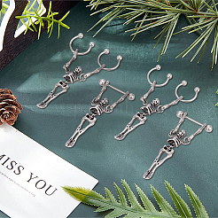 4 шт. 2 стильных серьги-кольца из нержавеющей стали в виде скелета и черепа для женщин&nbsp;EJEW-AN0002-52