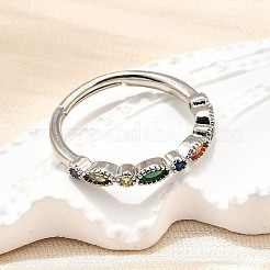 Регулируемые латунные кольца с микропаве из кубического циркония для женщин&nbsp;RJEW-H247-15P