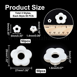 100шт 2 стиля abs пластиковые бусины с имитацией жемчуга OACR-AR0001-11