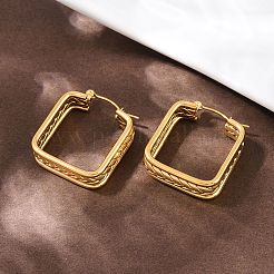 Квадратные серьги-кольца из нержавеющей стали 304&nbsp;EJEW-I320-27G-01