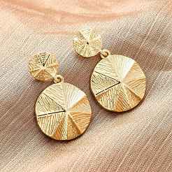 Плоские круглые серьги латунь болтающиеся EJEW-R025-25G