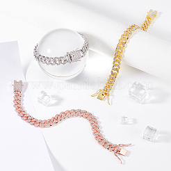 3 шт. 3 цвета цинковый сплав кристалл стразы кубинские звенья цепи браслеты на ногу&nbsp;BJEW-GA0001-13