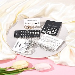 5 комплект из 5 стилей: серьги из сплава и пластика с жемчугом EJEW-FS0001-24