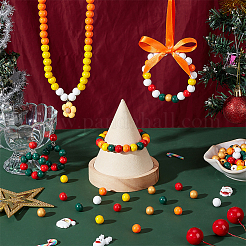 300шт 6 цвета окрашенные распылением деревянные бусины WOOD-PH0002-54