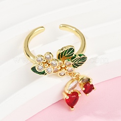 Манжеты из латуни с микро паве кубический цирконий для женщин RJEW-F182-08A-G