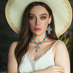 14 шт. 7 стиля синтетической бирюзы большие подвески G-TA0001-42