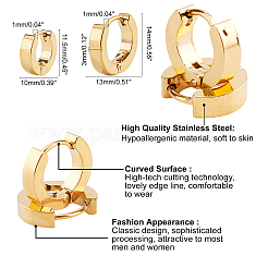 Серьги-кольца Huggie Hoop из нержавеющей стали 304 EJEW-UN0001-28G