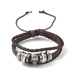 Трехслойные многонитевые браслеты из искусственной кожи и вощеного шнура BJEW-G709-03