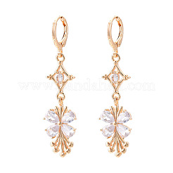 Серьги-гвоздики с застежкой-молнией из латуни с микропаве из кубических цирконий EJEW-N058-13G