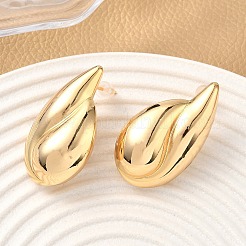 Латунные серьги-гвоздики в виде капель EJEW-D337-05G