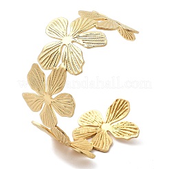 Ионное покрытие(ip) цветок 304 нержавеющая сталь манжеты браслеты для женщин BJEW-A026-01G-02