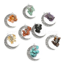 20 шт. 10-цветный полумесяц в тибетском стиле из сплава с подвесками из драгоценных камней&nbsp;PALLOY-CJ00174