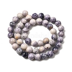 Нити бусин из натуральной фиолетовой яшмы в полоску G-K350-C03-8mm