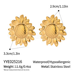 Серьги-гвоздики из нержавеющей стали с текстурой в виде подсолнуха RU0929-1