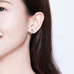 925 серьги-гвоздики в форме кролика из стерлингового серебра с родиевым покрытием EJEW-FF0009-08P