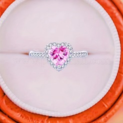 Кольца-манжеты в форме сердца из латуни с микропаве из ярко-розового кубического циркония для женщин&nbsp;FS-WGE18ED-02