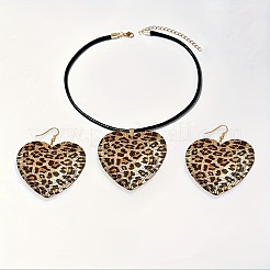 Комплекты из сплава с подвесками и ожерельями с леопардовым принтом в форме сердца для женщин&nbsp;FS-WG82190-01