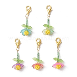 Наборы украшений в виде подвесок в виде цветов из стеклянных бусин и акриловых камней ручной работы HJEW-MZ00255