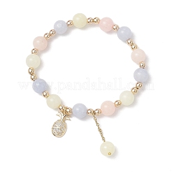 Натуральный белый нефрит имитация морганита бусины круглые браслеты из бисера BJEW-JB11933-02