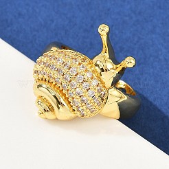 Латунные кольца из манжеты с прозрачным цирконием RJEW-P155-02G