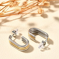 Двухцветные серьги-гвоздики из нержавеющей стали 304&nbsp;EJEW-F355-05GP-04